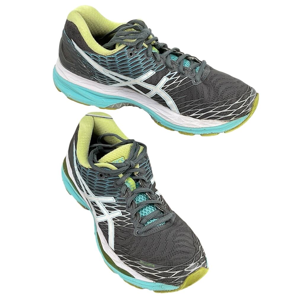 ASICS Women’s Gel Nimbus 18 Womens Running Shoe Gray Lime Blue T650N Mesh S 7.5